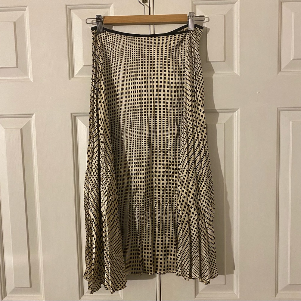 Lela Rose Silk Pleated Midi Skirt